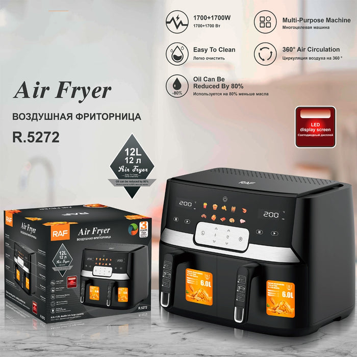 Double Basket Air Fryer with dual cooking zones