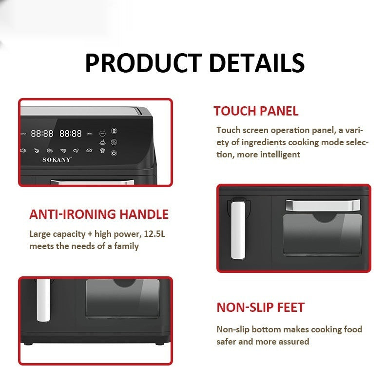 Double Pot Air Fryer with visible cooking window